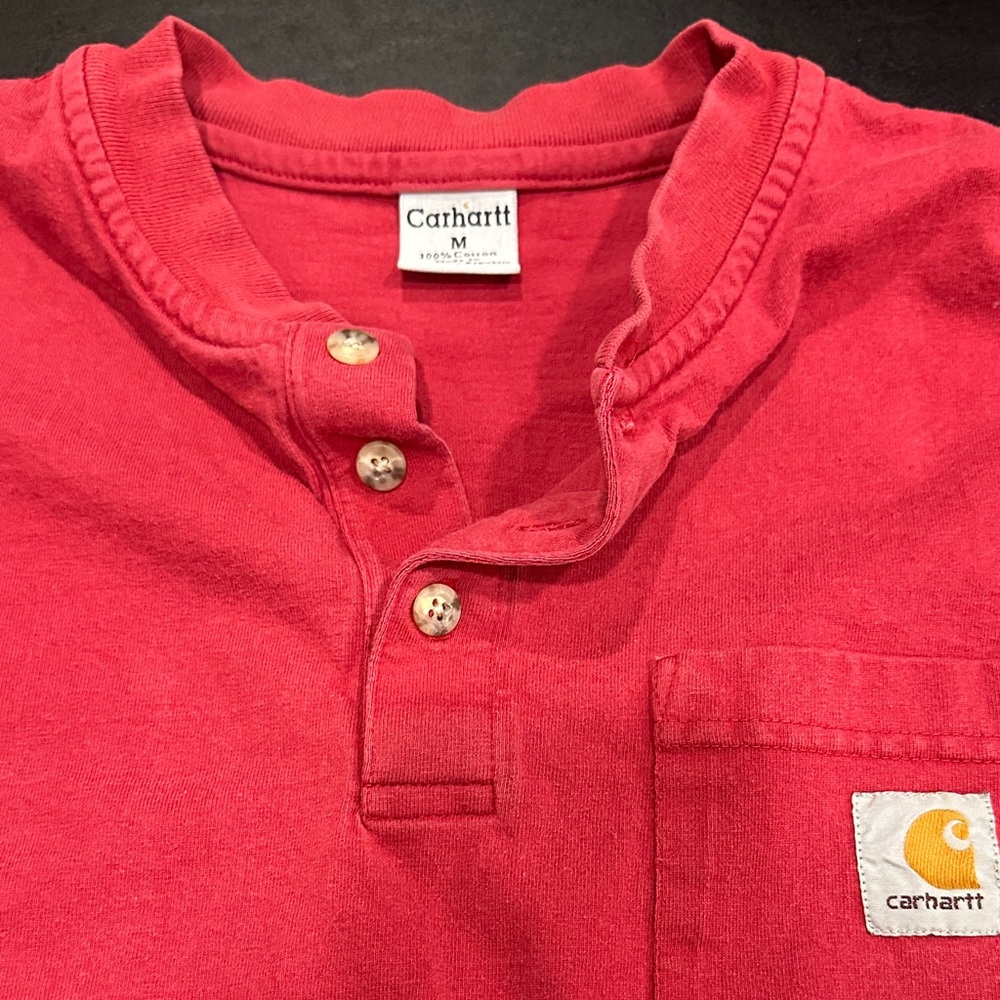 Carhartt Crimson Henley Shirt with Pocket - Picture 3 of 6